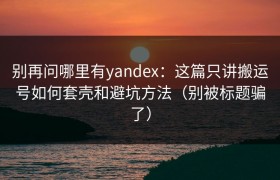 别再问哪里有yandex：这篇只讲搬运号如何套壳和避坑方法（别被标题骗了）