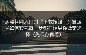 从黑料网入口到“下载按钮”：搬运号如何套壳每一步都在诱导你做错选择（先保存再看）