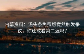 内幕资料：汤头条免费版竟然触发争议，你还敢看第二遍吗？