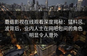 蘑菇影视在线观看深度揭秘：猛料风波背后，业内人士在网吧包间的角色明显令人意外