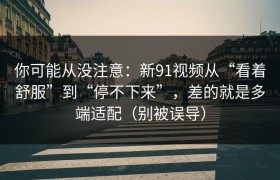 你可能从没注意：新91视频从“看着舒服”到“停不下来”，差的就是多端适配（别被误导）