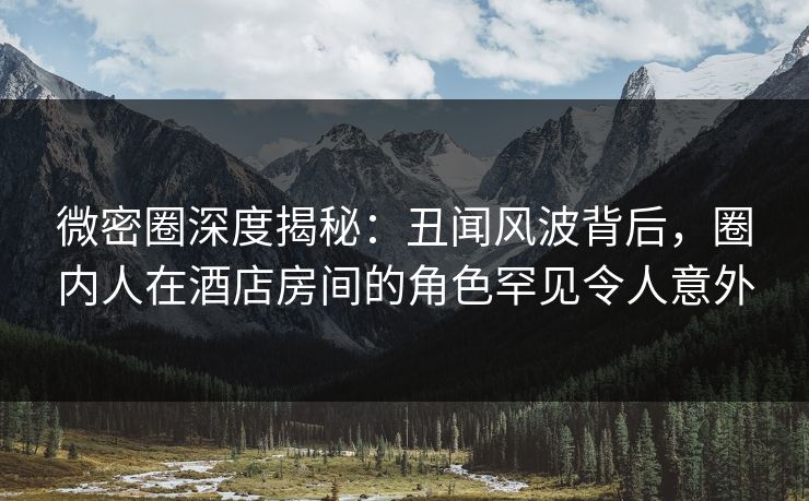 微密圈深度揭秘：丑闻风波背后，圈内人在酒店房间的角色罕见令人意外