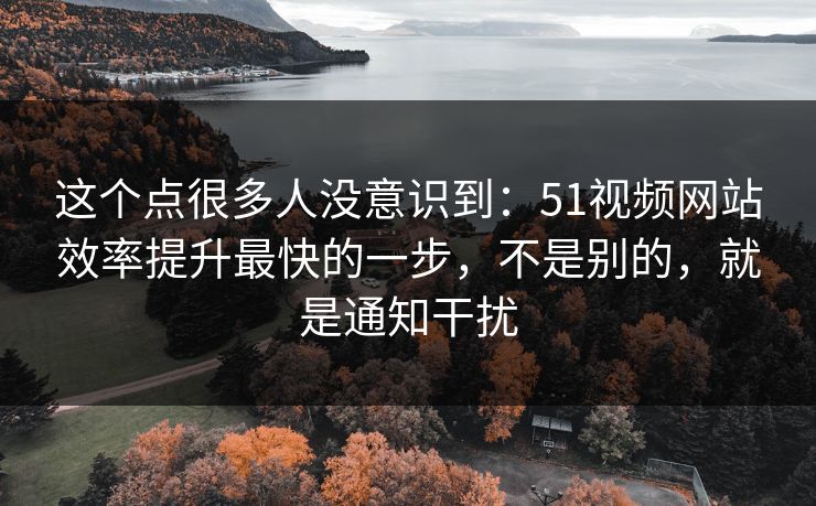 这个点很多人没意识到：51视频网站效率提升最快的一步，不是别的，就是通知干扰