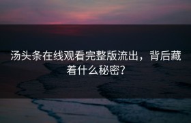 汤头条在线观看完整版流出，背后藏着什么秘密？