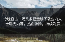 今晚直击！汤头条轻量版下载业内人士曝光内幕，热血沸腾，持续刷屏