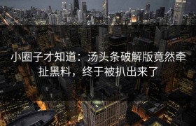 小圈子才知道：汤头条破解版竟然牵扯黑料，终于被扒出来了
