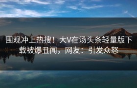 围观冲上热搜！大V在汤头条轻量版下载被爆丑闻，网友：引发众怒