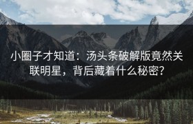 小圈子才知道：汤头条破解版竟然关联明星，背后藏着什么秘密？