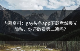 内幕资料：gay头条app下载竟然曝光隐私，你还敢看第二遍吗？