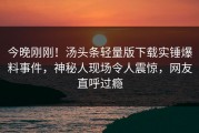 今晚刚刚！汤头条轻量版下载实锤爆料事件，神秘人现场令人震惊，网友直呼过瘾