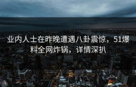 业内人士在昨晚遭遇八卦震惊，51爆料全网炸锅，详情深扒