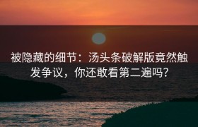 被隐藏的细节：汤头条破解版竟然触发争议，你还敢看第二遍吗？