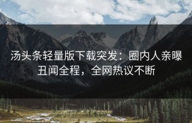 汤头条轻量版下载突发：圈内人亲曝丑闻全程，全网热议不断