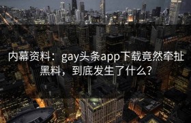内幕资料：gay头条app下载竟然牵扯黑料，到底发生了什么？