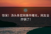 惊呆！汤头条官网事件曝光，网友全炸锅了！