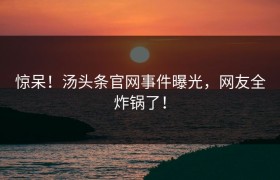 惊呆！汤头条官网事件曝光，网友全炸锅了！
