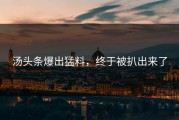 汤头条爆出猛料，终于被扒出来了