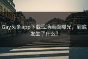 Gay头条app下载现场画面曝光，到底发生了什么？