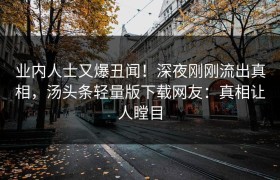 业内人士又爆丑闻！深夜刚刚流出真相，汤头条轻量版下载网友：真相让人瞠目