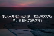 很少人知道：汤头条下载竟然关联明星，真相竟然是这样？