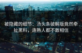 被隐藏的细节：汤头条破解版竟然牵扯黑料，连熟人都不敢相信