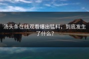 汤头条在线观看爆出猛料，到底发生了什么？