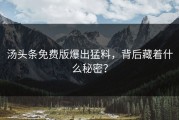 汤头条免费版爆出猛料，背后藏着什么秘密？