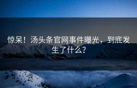 惊呆！汤头条官网事件曝光，到底发生了什么？