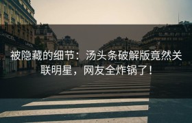 被隐藏的细节：汤头条破解版竟然关联明星，网友全炸锅了！