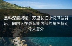 黑料深度揭秘：万里长征小说风波背后，圈内人在录音棚内部的角色特别令人意外