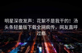 明星深夜发声：花絮不是我干的！汤头条轻量版下载全网疯传，网友直呼过瘾