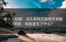 很少人知道：汤头条网页版竟然关联明星，到底发生了什么？