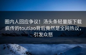 圈内人回应争议！汤头条轻量版下载疯传的toutiao背后竟然是全网热议，引发众怒