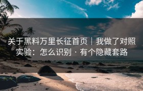 关于黑料万里长征首页｜我做了对照实验：怎么识别 · 有个隐藏套路