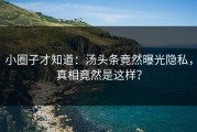 小圈子才知道：汤头条竟然曝光隐私，真相竟然是这样？
