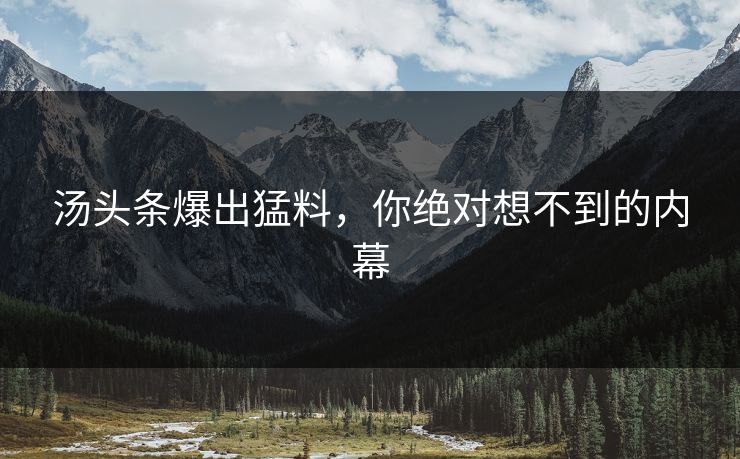 汤头条爆出猛料，你绝对想不到的内幕