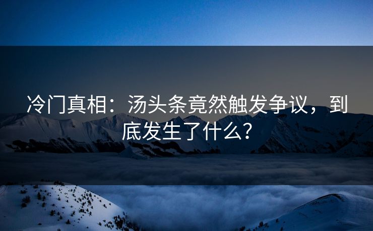 冷门真相：汤头条竟然触发争议，到底发生了什么？