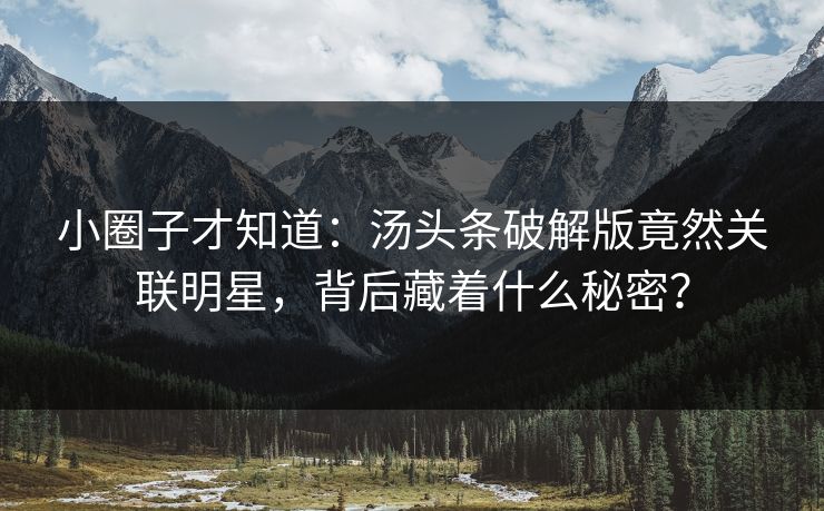 小圈子才知道：汤头条破解版竟然关联明星，背后藏着什么秘密？