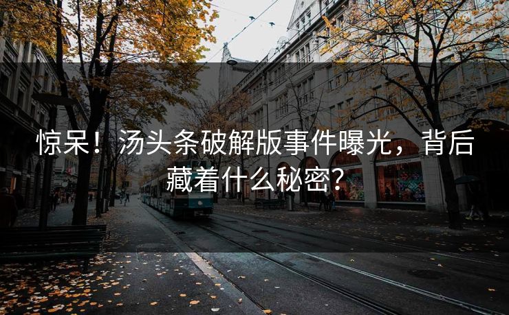 惊呆！汤头条破解版事件曝光，背后藏着什么秘密？