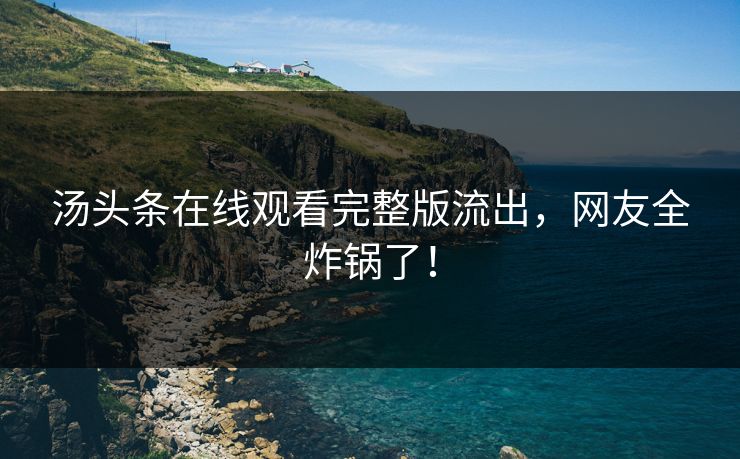 汤头条在线观看完整版流出，网友全炸锅了！