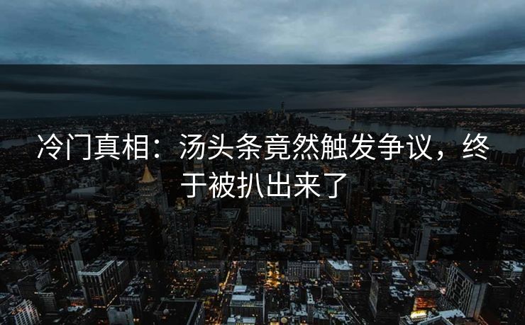 冷门真相：汤头条竟然触发争议，终于被扒出来了