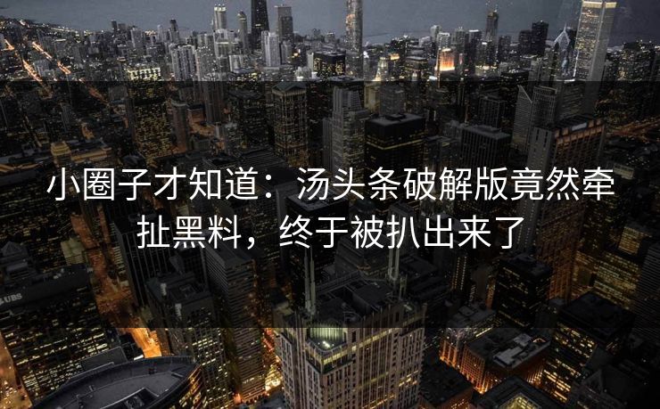 小圈子才知道：汤头条破解版竟然牵扯黑料，终于被扒出来了