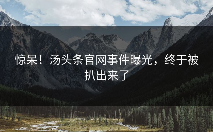 惊呆！汤头条官网事件曝光，终于被扒出来了