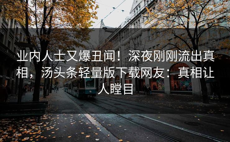 业内人士又爆丑闻！深夜刚刚流出真相，汤头条轻量版下载网友：真相让人瞠目