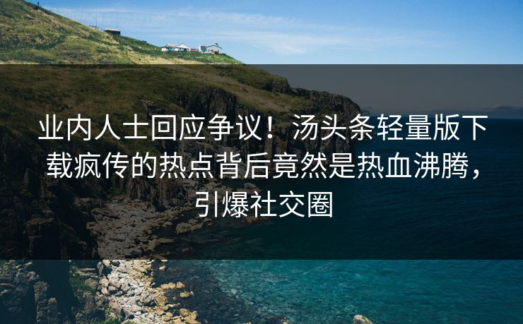 业内人士回应争议！汤头条轻量版下载疯传的热点背后竟然是热血沸腾，引爆社交圈