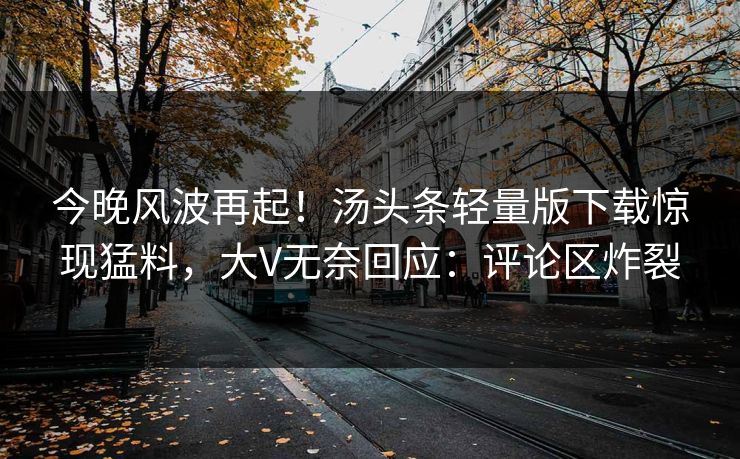 今晚风波再起！汤头条轻量版下载惊现猛料，大V无奈回应：评论区炸裂