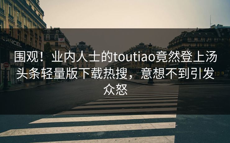 围观！业内人士的toutiao竟然登上汤头条轻量版下载热搜，意想不到引发众怒