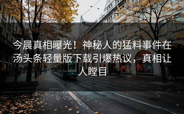 今晨真相曝光！神秘人的猛料事件在汤头条轻量版下载引爆热议，真相让人瞠目